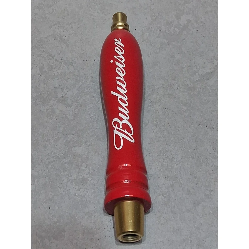 Vintage 2001 Budweiser Red & Gold Wooden Beer Tap Handle